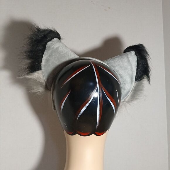 Gray Black Furry Fox Ears Headband Earmuffs Cosplay Costume Accessory - Picture 7 of 7
